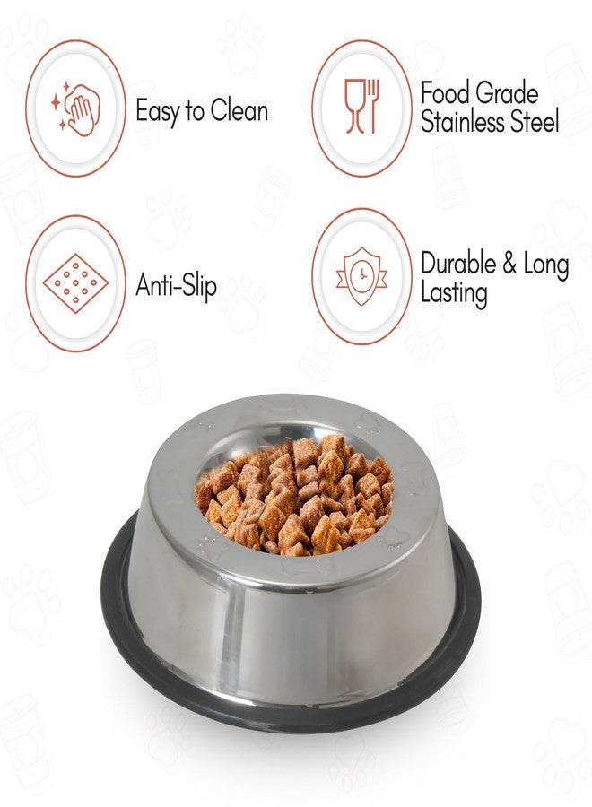 PLUMM Get Plumm Stainless Steel Pet Bowls for Dogs|Dog Food and Water Bowl|Bowl with Anti-Skid Rubber Base|Easy to Clean|Pet Feeder Water Food Bowl|Dog and Cat Feeding Bowl - GreyL_21 cm,H_6 cm,W_21 cm - Image 4